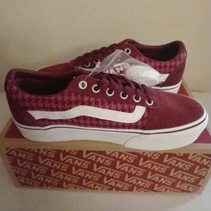 Vans Ward Platform Burgundy Plaid Women's Sneakers